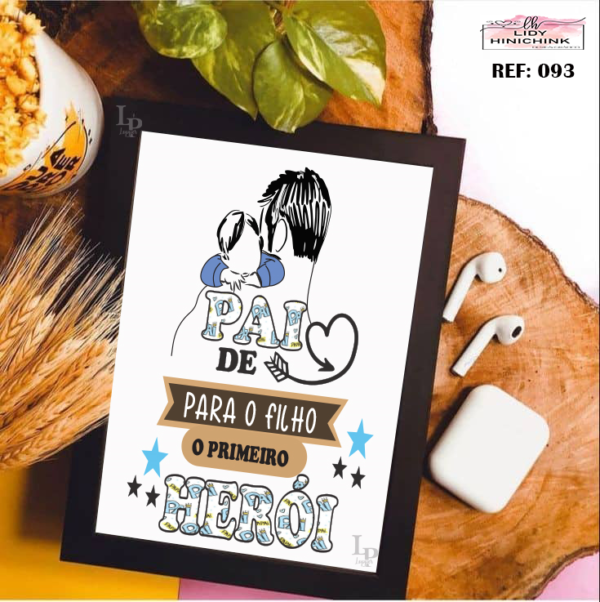 Quadro Dia dos Pais Editável Pai de Menino Layout para quadro Dia dos Pais editável com tema pai de menino personalizado para impressão.