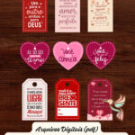 Arquivo digital de tags para presente personalizados Dia dos Namorados pronto para imprimir e cortar.