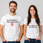 Arte para camiseta Dia dos Namorados com frase Ela Roubou Meu Coração, pronta para imprimir e personalizar.