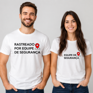 Arte para camiseta Dia dos Namorados personalizada com frase Rastreado pela Equipe de Segurança, pronta para imprimir e presentear.