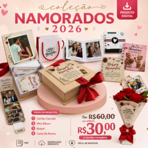 Arquivo de corte Pack Kit Presentes Namorados personalizado para imprimir e cortar na Silhouette.