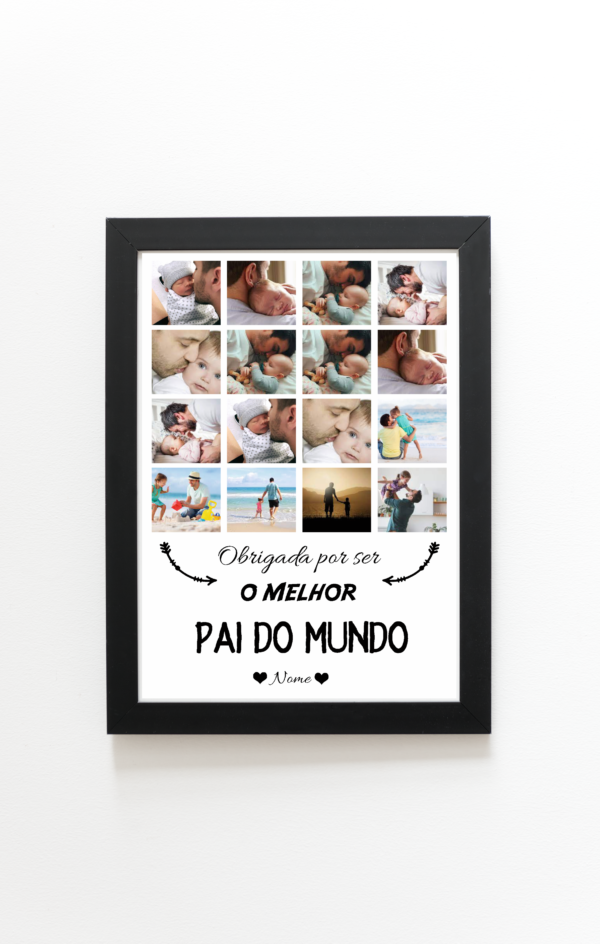 Layout para quadro Dia dos Pais Melhor Pai do Mundo personalizado para impressão