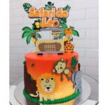 Arte topo de bolo safari personalizada para imprimir em arquivo digital