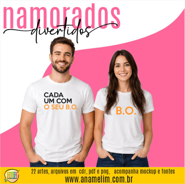 Arte para camiseta Cada Um Com Seu B.O personalizada para Dia dos Namorados em arquivo digital para impressão.