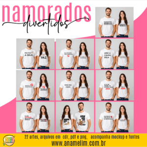Arte divertida para sublimação de camisetas Dia dos Namorados em arquivo digital para impressão e personalização.