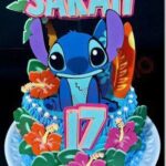 Arquivo de corte topo de bolo Stitch personalizado para festa infantil, arquivo digital compatível com Silhouette e grátis para imprimir.