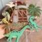Arquivo de corte topo de bolo Dinossauro T-Rex personalizado para imprimir e montar decoração de aniversário infantil.