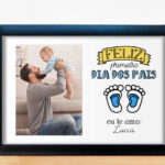 Layout para quadro primeiro Dia dos Pais azul editável para impressão