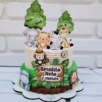 Arquivo de corte topo de bolo Safari Aquarelado Verde personalizado para Silhouette e impressão.