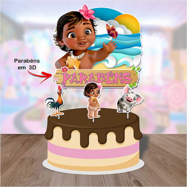 Arquivo Digital Topo de Bolo Moana Personalizado Arquivo Digital Topo de Bolo Moana personalizado para imprimir e cortar na Silhouette.