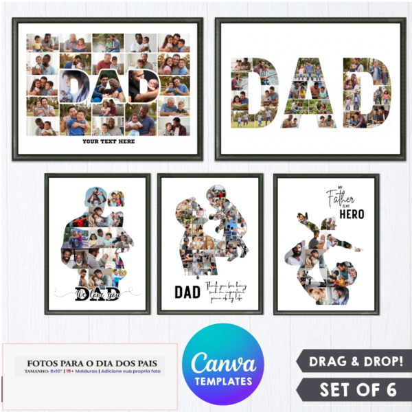 Quadro Dia dos Pais editável canva em estilo moderno e emocional