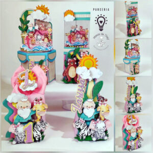 Arquivo Digital Topper Arca de Noé para festa infantil personalizado, pronto para imprimir, compatível com Silhouette.