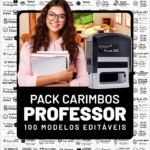 Pack com 100 modelos de Carimbo Professor em CDR, PDF, EPS e AI, arquivos digitais grátis para imprimir.
