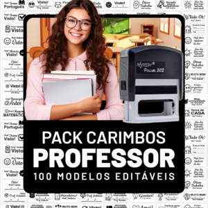 Pack com 100 modelos de Carimbo Professor em CDR, PDF, EPS e AI, arquivos digitais grátis para imprimir.