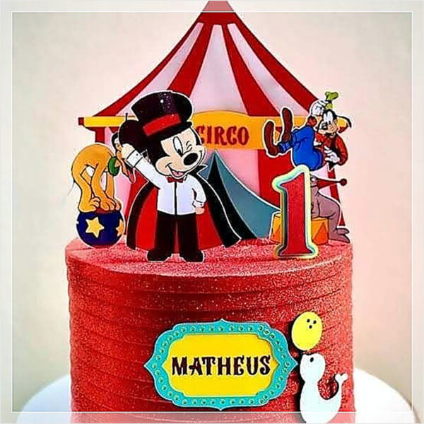 Arquivo digital topper Circo do Mickey personalizado para imprimir e cortar na Silhouette.