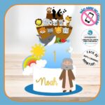 Arquivo Digital Topper Arca de Noé para festa infantil personalizado, pronto para imprimir, compatível com Silhouette.