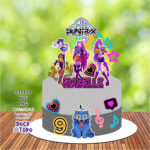 Arquivo topo de bolo Guerreiras K-pop personalizado em alta qualidade para imprimir, ideal para decoração de festas temáticas.