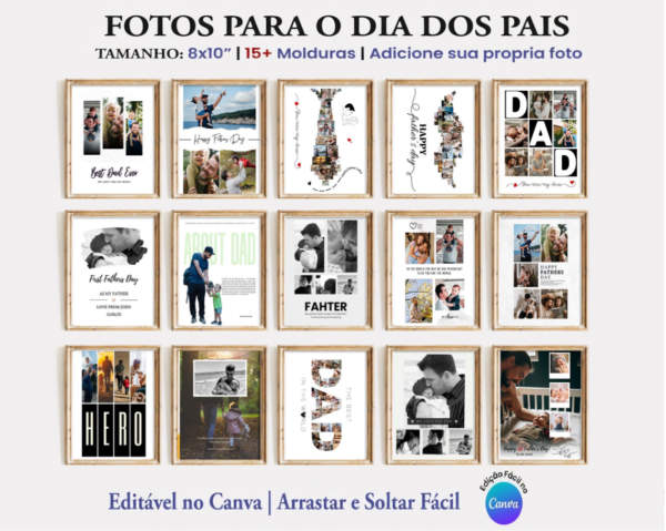 Quadro Dia dos Pais Editável canva Quadro Dia dos Pais editável canva em estilo moderno e emocional