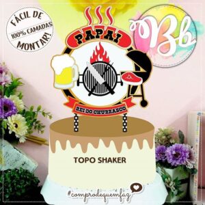 Arquivo de corte topo de bolo Papai Rei do Churrasco personalizado para o Dia dos Pais. Arquivo digital para imprimir compatível com Silhouette e Cricut.