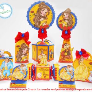 Arquivo de corte Kit Festa A Bela e a Fera digital para imprimir e personalizar