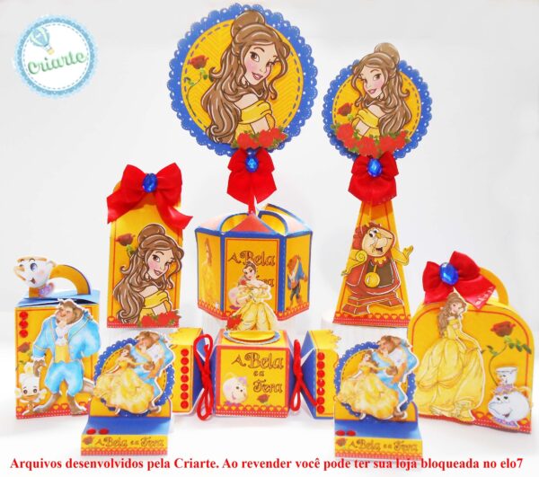Arquivo de Corte Kit Festa A Bela e a Fera Arquivo de corte Kit Festa A Bela e a Fera digital para imprimir e personalizar