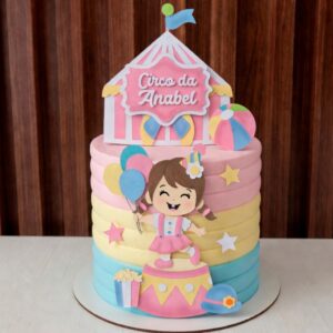 Arquivo de corte Circo Rosa para topo de bolo personalizado