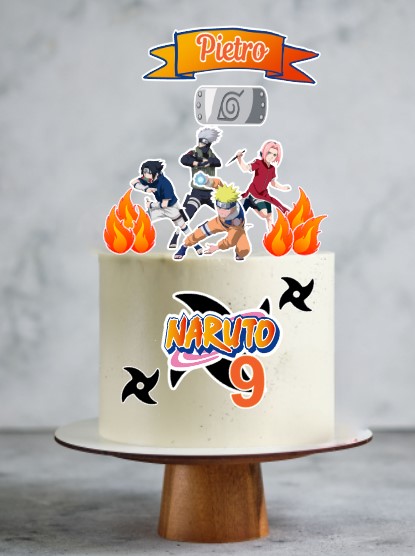 Arquivo corte Naruto para imprimir e criar topo de bolo personalizado para festa temática.