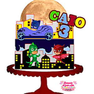Arquivo corte topo de bolo PJ Masks personalizado para imprimir