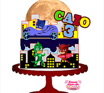 Arquivo corte topo de bolo PJ Masks personalizado para imprimir
