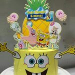 Arquivo de corte topo de bolo Bob Esponja personalizado para imprimir, compatível com Silhouette e ideal para decoração de festa infantil.