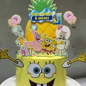 Arquivo de corte topo de bolo Bob Esponja personalizado para imprimir, compatível com Silhouette e ideal para decoração de festa infantil.