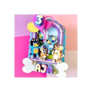 Arquivo corte topo de bolo Bluey menina personalizado para imprimir