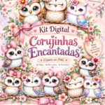 Corujinhas PNG em kit digital com fundo transparente