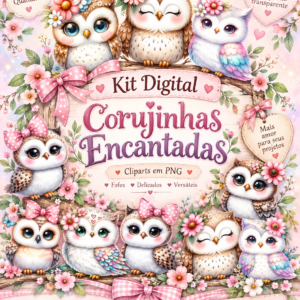 Corujinhas PNG em kit digital com fundo transparente