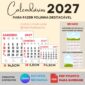 Calendário 2027 PDF para imprimir e editável no Canva