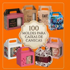 Molde caixa para caneca em pack com 100 modelos