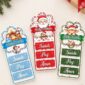 Molde Porta Bis Natal para Imprimir com três modelos de lembrancinhas natalinas: Papai Noel vermelho, Rena verde e Presépio azul.