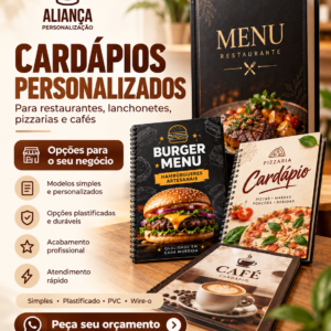Cardápios personalizados para restaurantes em Boa Esperança MG