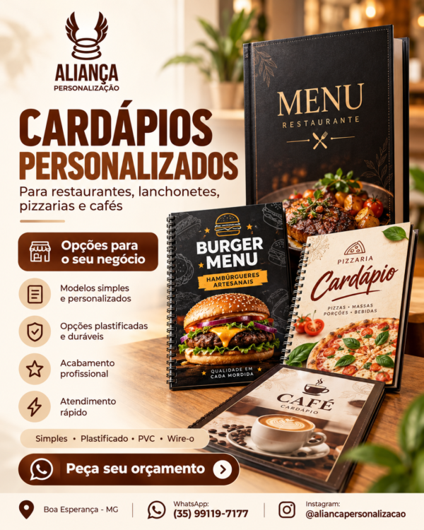 Cardápios Personalizados para Restaurantes Cardápios personalizados para restaurantes em Boa Esperança MG