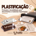 Plastificação de documentos na Aliança Personalização em Boa Esperança MG