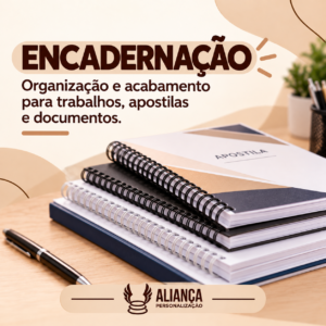 Encadernação de documentos na Aliança Personalização em Boa Esperança MG